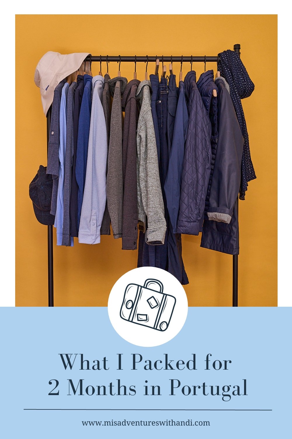 What I Packed for 2 Months in Portugal rack with clothes