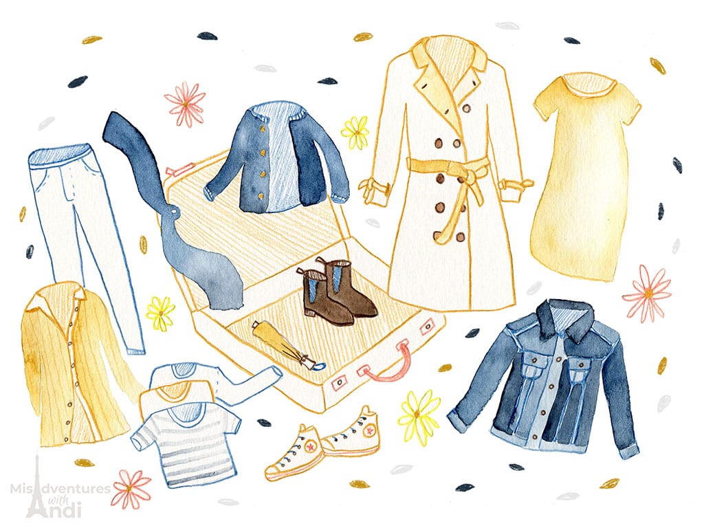 illustration with spring clothing