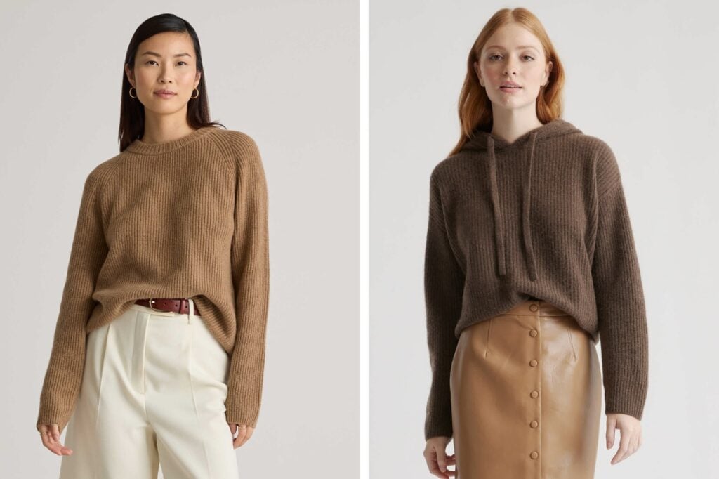 women in Quince cashmere sweaters