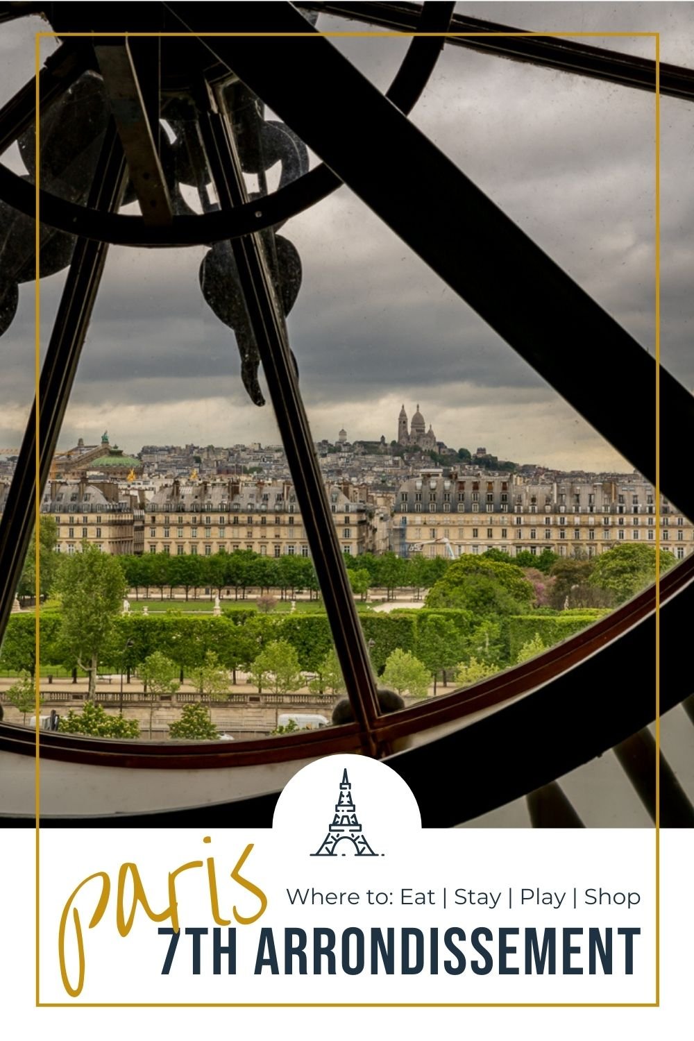 Your local guide to the 7th Arrondissement in Paris view of Paris from inside the Orsay museum